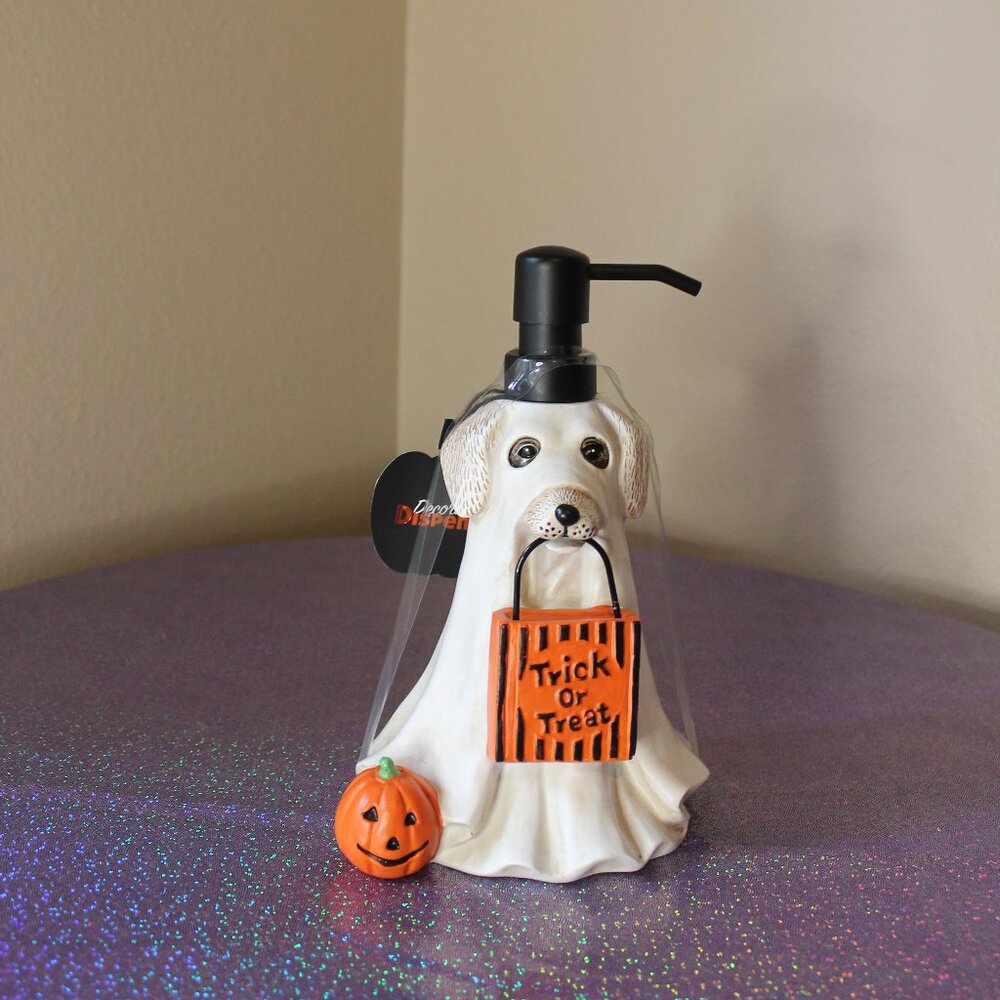 Ghost Dog Trick Or Treat Halloween Soap Dispenser NWT